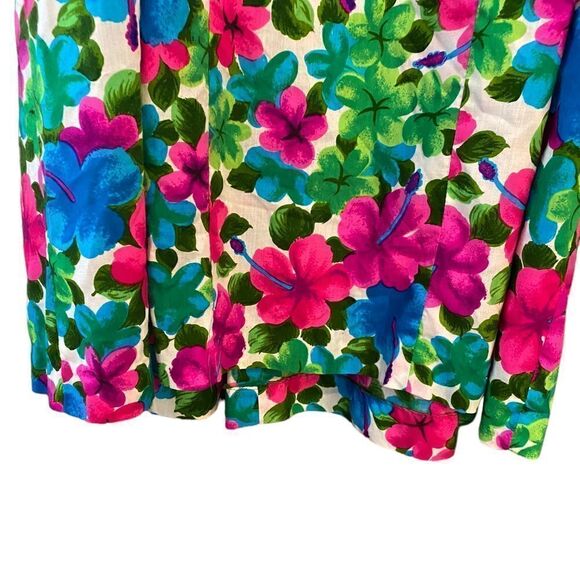 Hawaiian Hibiscus Fuschia Flowers 8 Tiki Oasis Handmade Vintage Maxi Dress - Picture 10 of 15